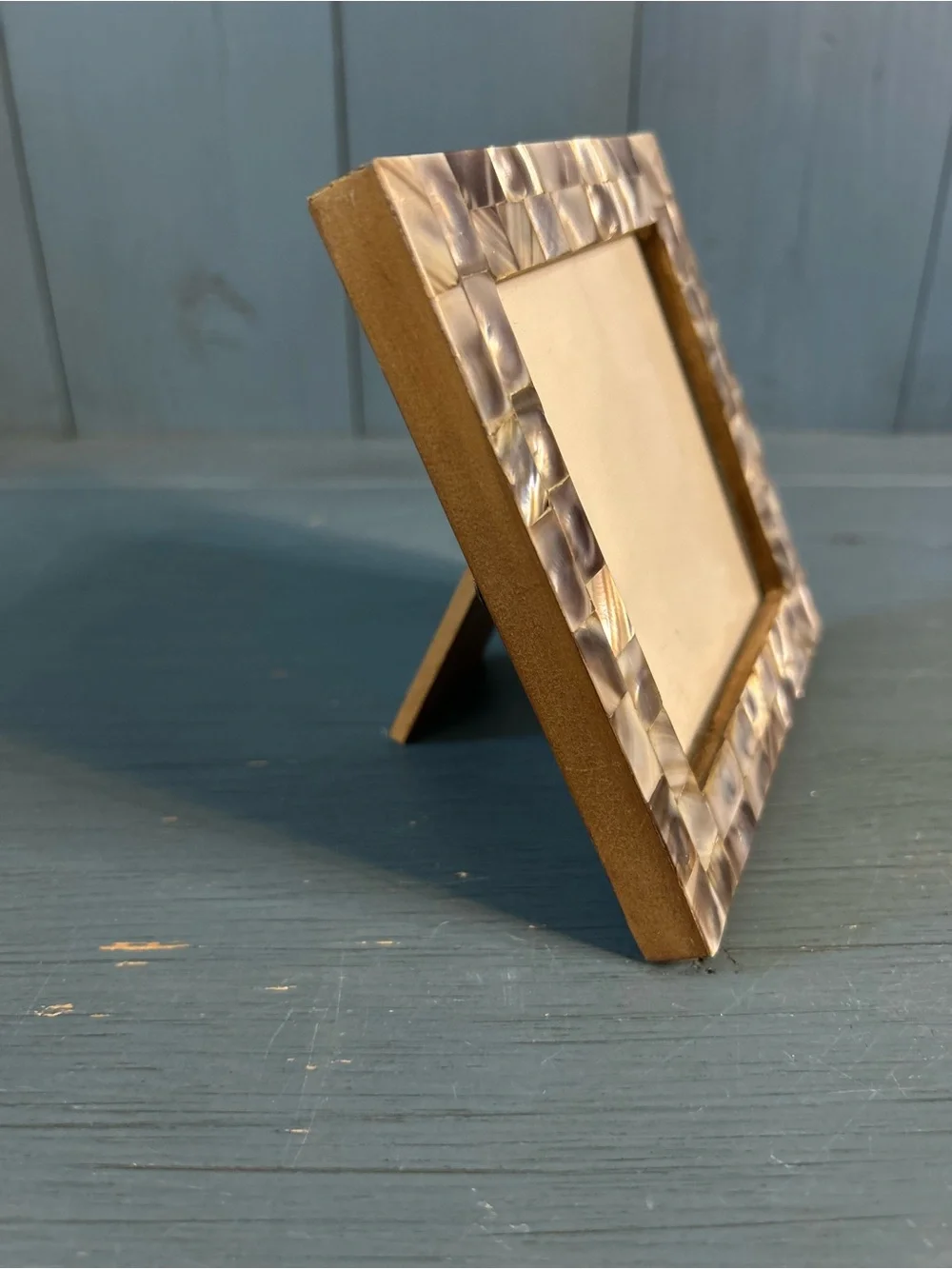 Sicura Mother of Pearl Square Photo Frame - Neutral Tones 5 x 5 Inches - New